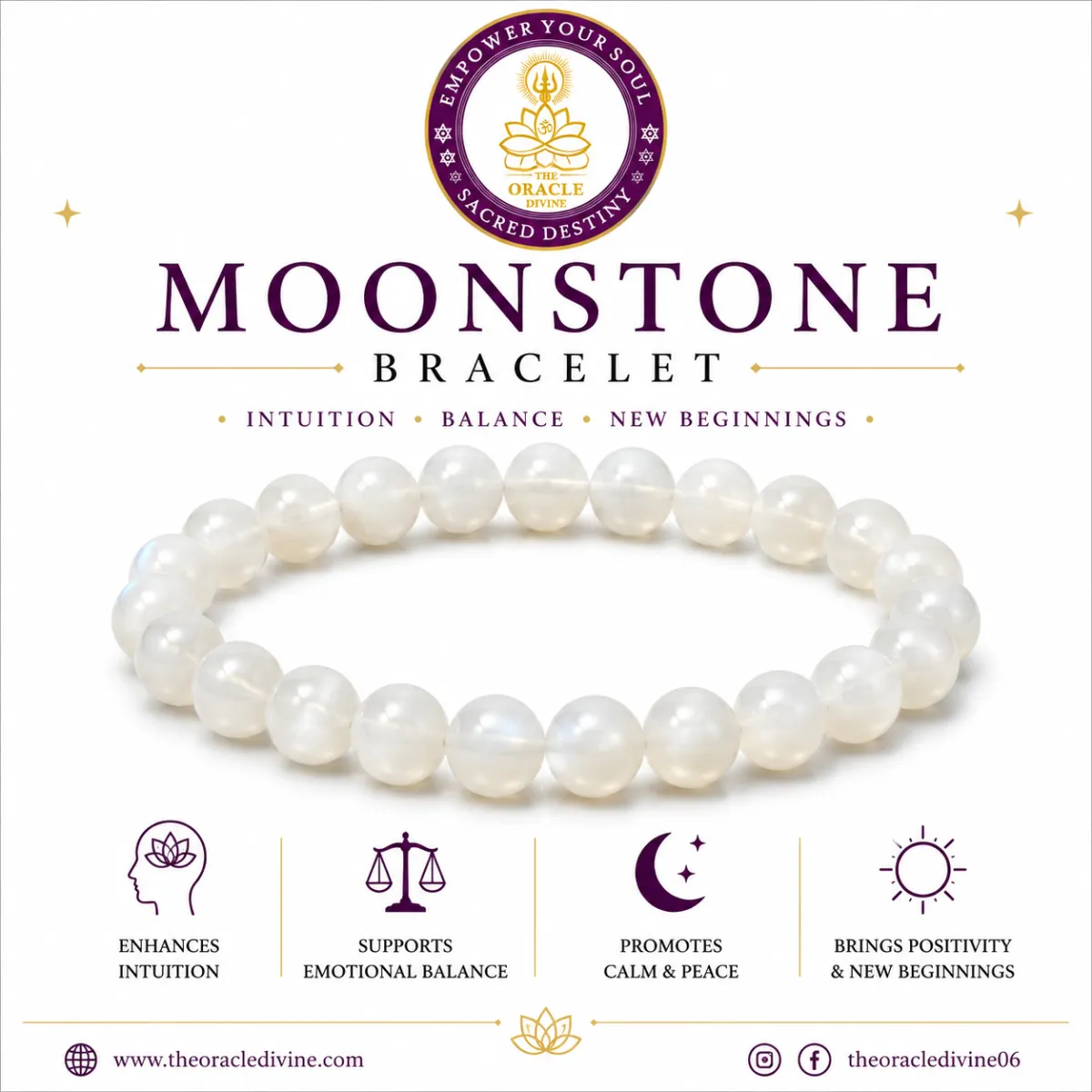 Premium Natural Moonstone Bracelet | Emotional Balance & Intuition