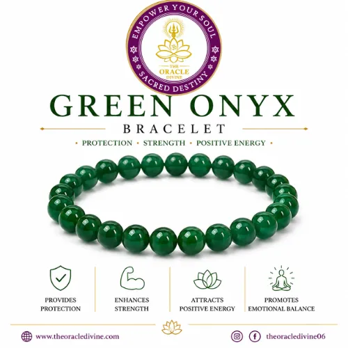Premium Natural Green Onyx Bracelet | Confidence & Harmony Crystal Bracelet