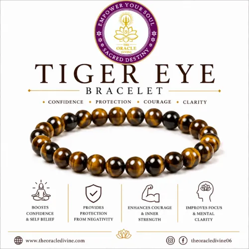Premium Natural Tiger Eye Bracelet | Confidence & Protection Crystal Bracelet