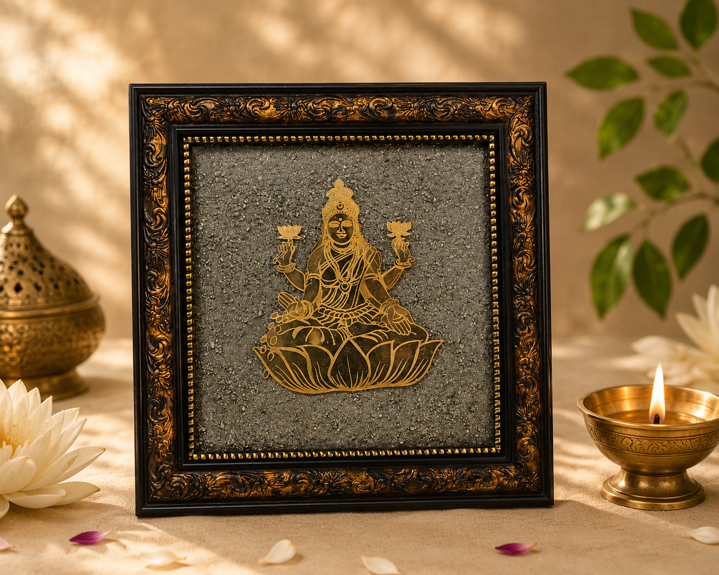 Goddess Lakshmi Divine Frame (Premium Black Frame)